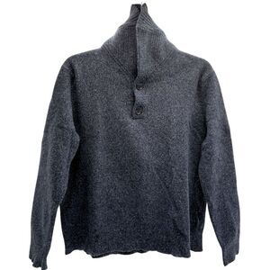 J. Crew Men's Grey/Blue Shawl Collar Sweater 2 Buttons Lambswool Blend , Size XL